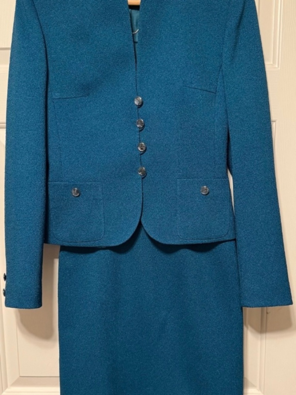 Womens Beautifully Taylored Suit/Outfit Jacket & Skirt Handmade size 0/2 Teal